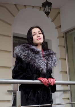 Pretty brunette comes to studio for nude photo shoot in seductive poses