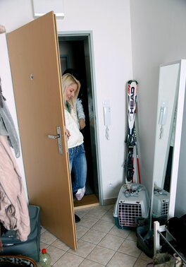 Stunning girl with small boobs visits bestie for fun that ends with orgasms