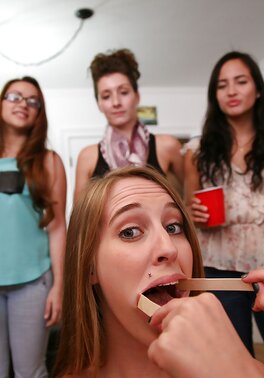 Seductive coed has a passionate threesome with big ass lesbians