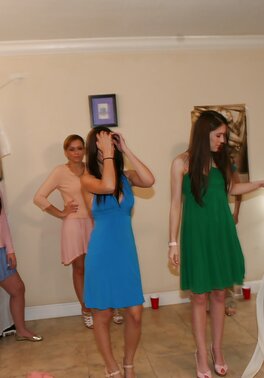 Reality lesbians have a fun party with kissing