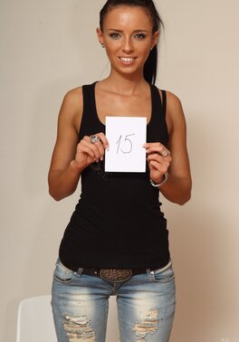 Gina Devine teases with her shaved pussy