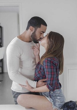 Tanned and round-assed brunette takes dick on all fours