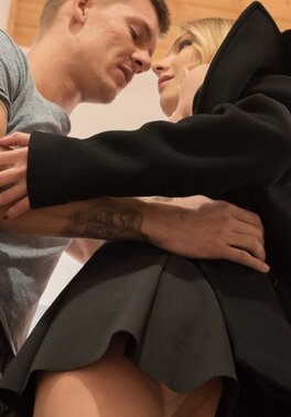 Blonde takes cock in a sexy way and she moans with him inside