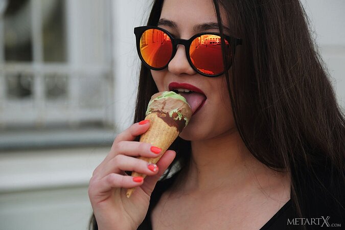 Girl with hot temper goes crazy eating ice-cream and comes home to strip