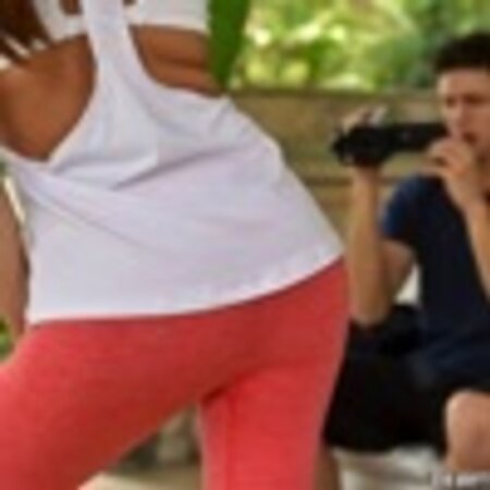 Beautiful chick asks a friend to film her yoga session and rewards him with sex