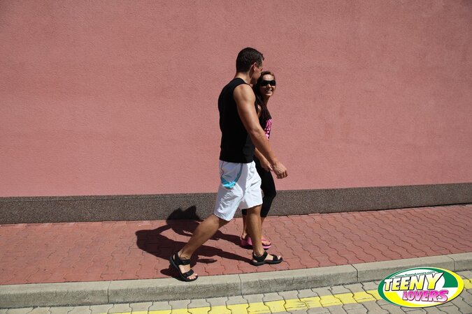 Young woman wears T-shirt telling that any man can be her lover and penetrate her