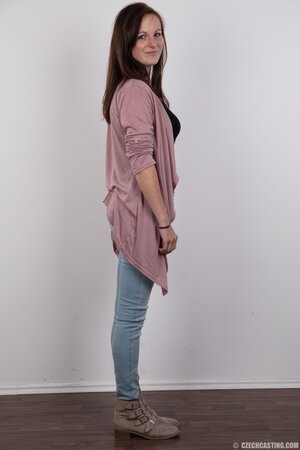 Photographer set the camera and took pics of model with natural melons