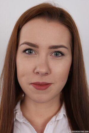 Babe with green eyes and red hair wanted to deprave photographer with her body