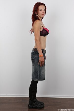 Shy skinny female makes shaved snatch known stripping down so ineptly