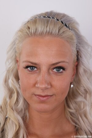 Cameraman fascinated by beauty of blonde with small tits ready to pose