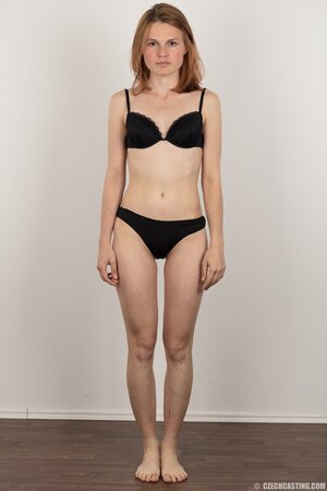 Ginger with small boobs deletes clothes but keeps secret something under panties