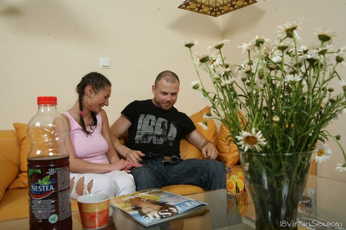 Teen from Russia drinks cold tea with horny guy who can't wait to fuck her