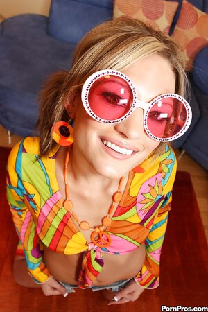 Fancy MILF Cheyenne Cooper takes jean shorts off and opens shirt smoking a hookah