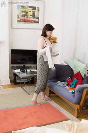 Pale slut exposes everything and even hairy pussy while wearing her outfit