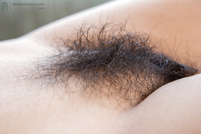 Latina sweetie in blue headband takes hair brush to comb hirsute vagina