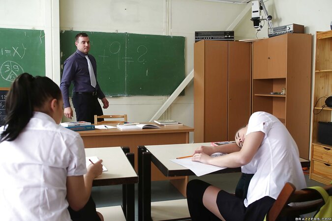 Czech MILF Connie Carter falls asleep and dreams how she gives blowjob to teacher