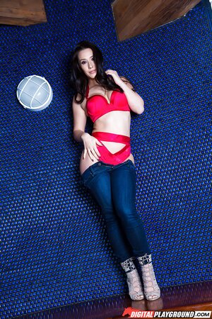 Improvised solo strip scene starring beautiful brunette pornstar Eva Lovia