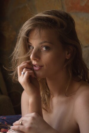 Sensitive darling undresses with intention to gently touch her assets