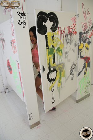 Hot brunette gets her mouth and ass drilled with BBC through the glory-hole