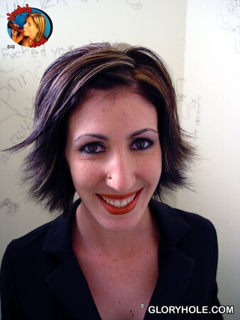 Busty beauty undresses before polishing black dong through gloryhole