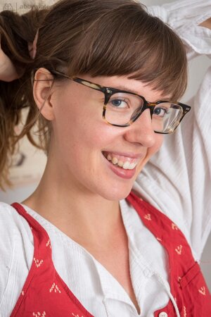 Geeky babe named Leah shows her natural boobs and beyond