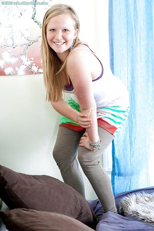 Blondie slinging her panties at the camera just to be playful