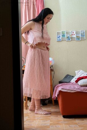 Dark hair girl knows how to surprise you with a juicy bum