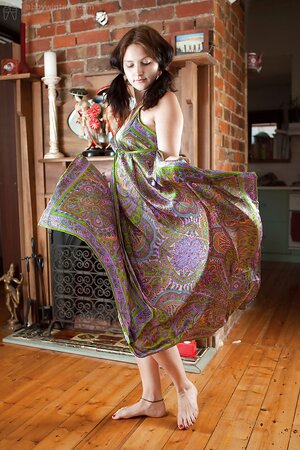 Pigtailed girl's wet pussy is going to show her pierced tits