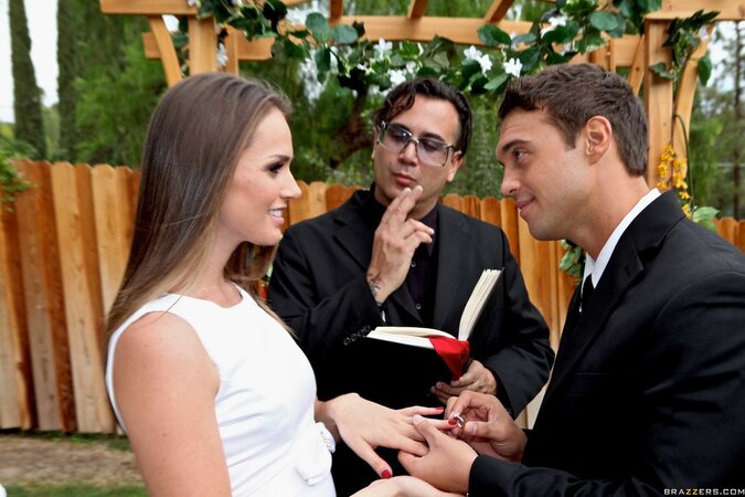 Ultimate hottie spends the honeymoon fucking and getting facialized