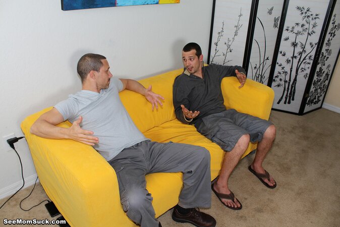 Redheaded mommy Charlee Chase sucking a big dick for the cumshot