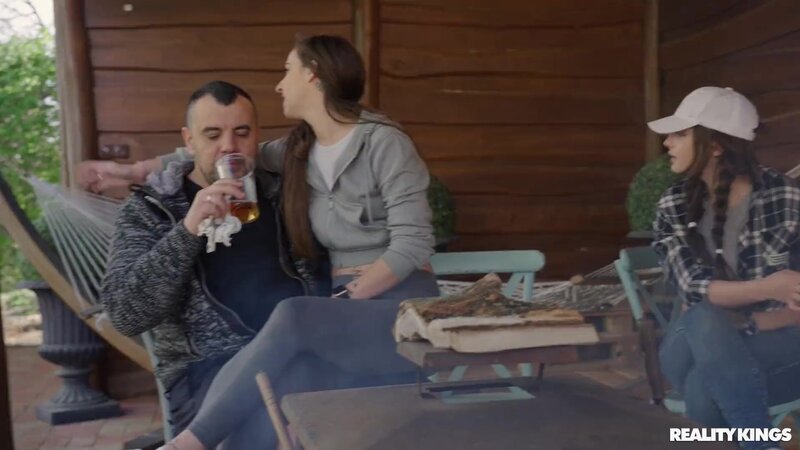 Redheaded girl leaves the picnic to suck and fuck a huge one