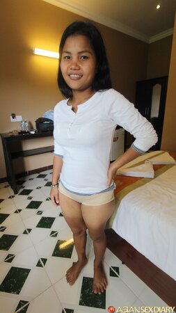 Cambodian cutie fine tunes her pussy to get fucked hard