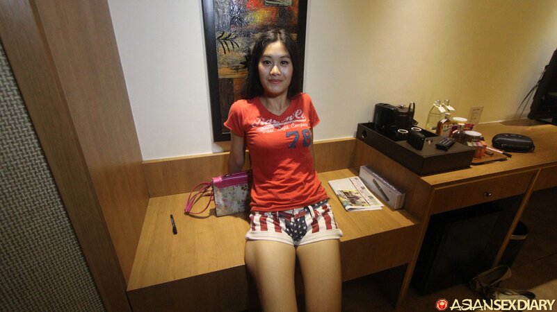 Hot Asian lady in red shows pussy and gets banged as well