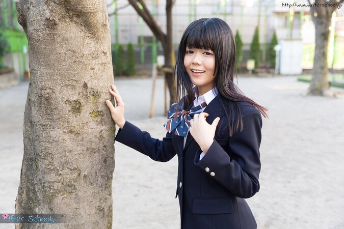 Shy Japanese teen takes off her uniform to demonstrate her kitty