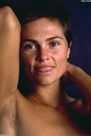 Karina Currie looks skinny and sexy as she poses on her own