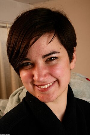 Tubby housewife showing her super thick bush just for fun