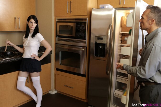 Tall teen gets her ass spanked and her cunt fucked by her dad