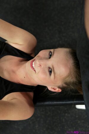 Slender Ava Parker is filled with protein by a gym instructor