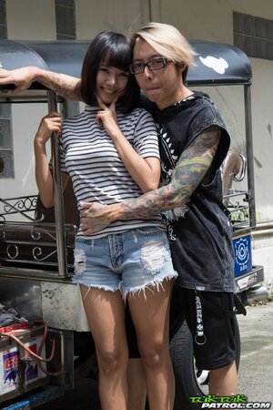 Lovely teen with a bob haircut strips to show her tight ass