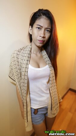 Skinny Thai teen shows off her perky tits and a hairy pussy