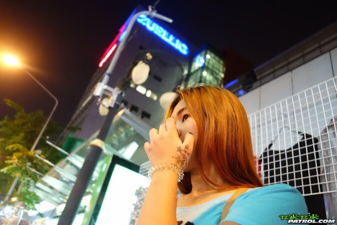 Thai girl in sexy panties showing off her tits before sex