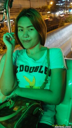 Thai girl in sexy panties showing off her tits before sex