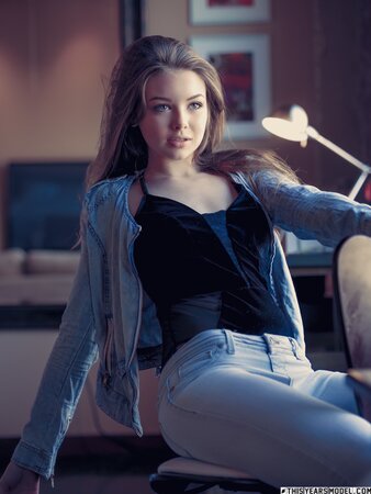 Lana Lea wears plenty of denim and then strips naked as well