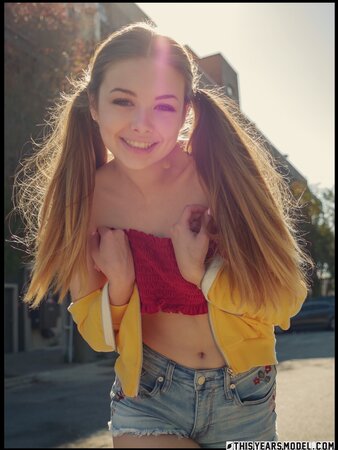 Playful teen with cute pigtails knows how to turn any man on