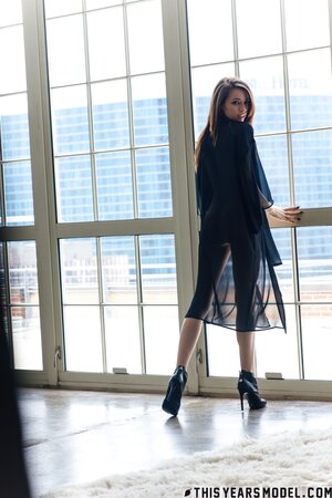 Charming amateur in high heels displaying what she can do