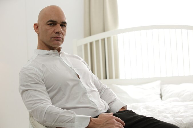 Tanned babe with nice breasts is happy to satisfy an older guy