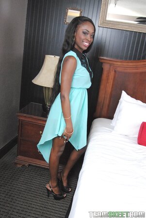 Petite black teen Ciara Rose pleases her Caucasian boyfriend