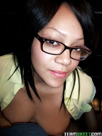 Black nerdy teen Krista Fox takes pics of her hot naked body
