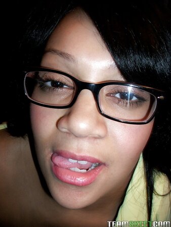 Black nerdy teen Krista Fox takes pics of her hot naked body