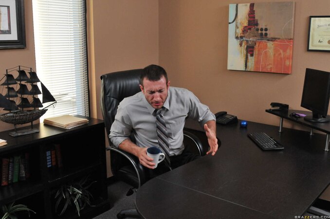 The girl gasps and groans during hard office fuckery in HQ